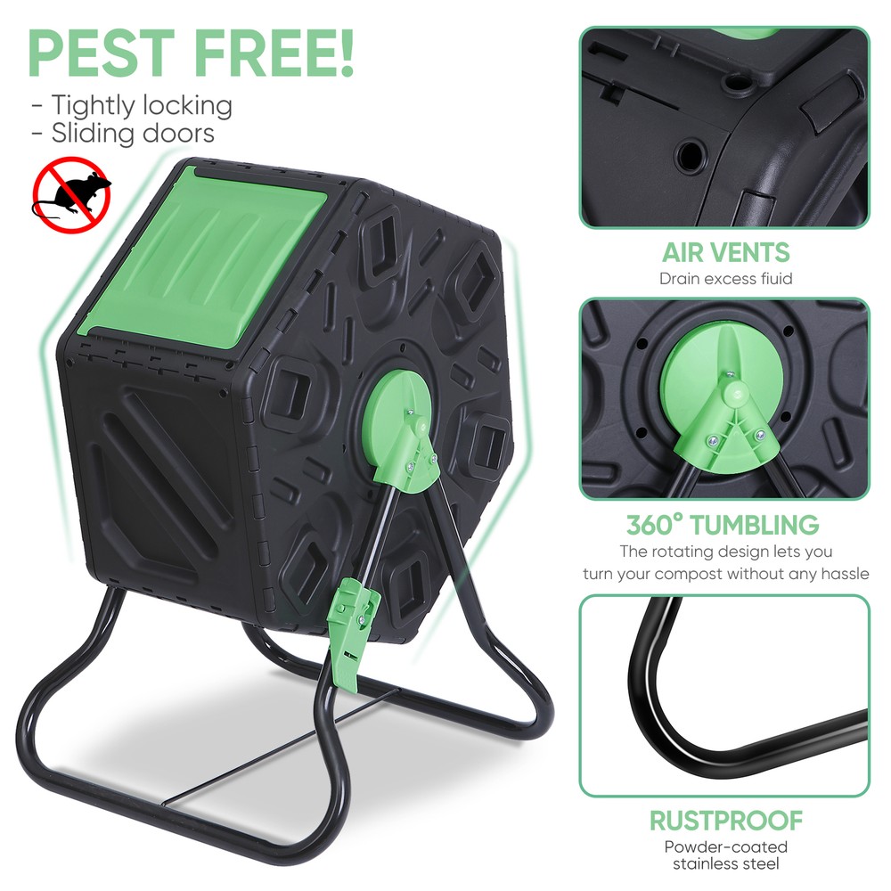 18.5 Gal Compost Bin Garden Composting Durable Rotating Compost Bins Tumbling