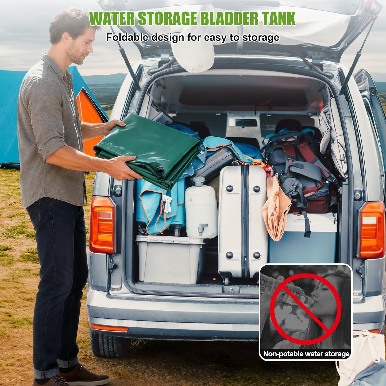 400 L/105.7 Gallon Water Storage Bladder, Foldable Portable Water Bladder Tan...