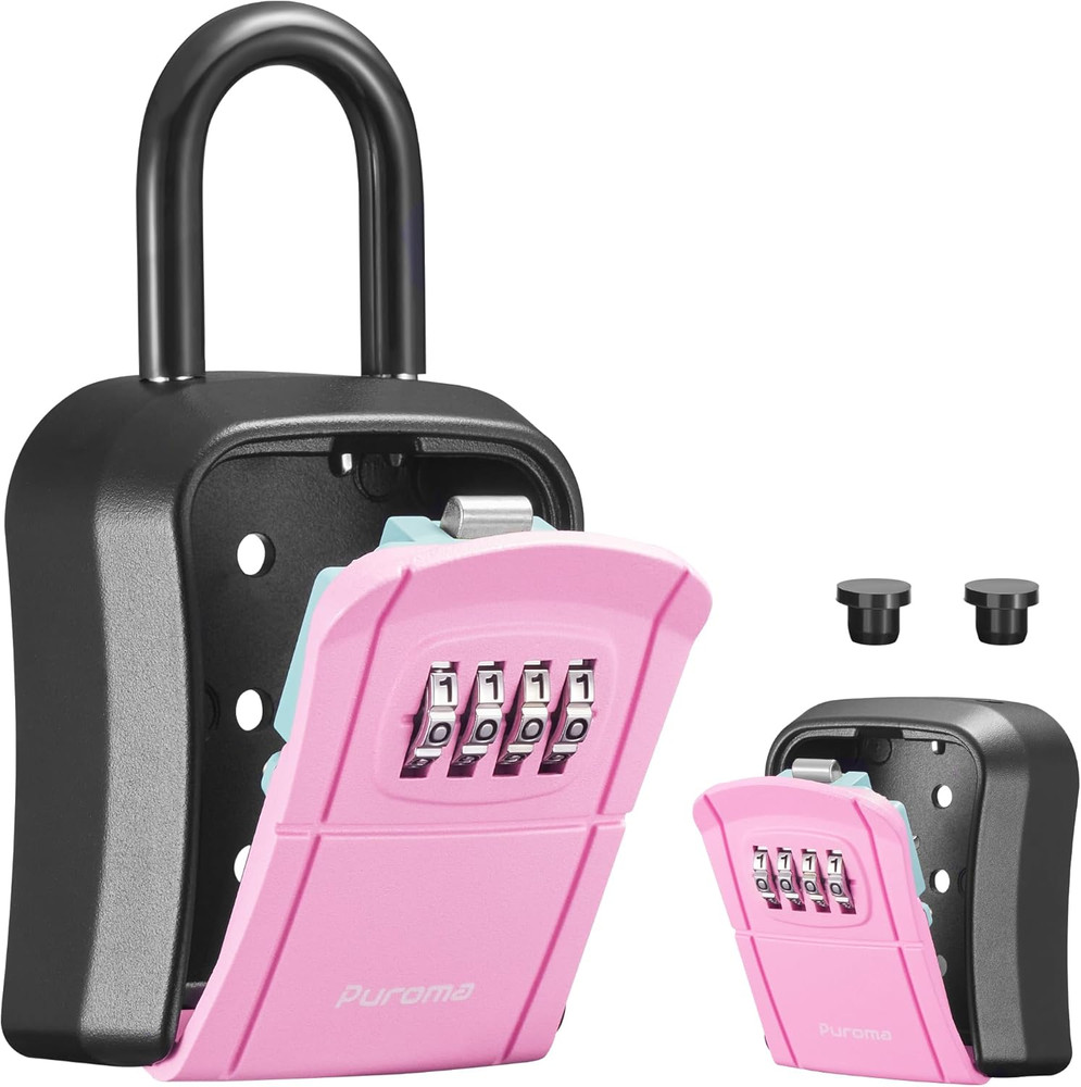 Key Lock Box, Portable Combination Lockbox Wall-Mounted Key Storage Box for Hous