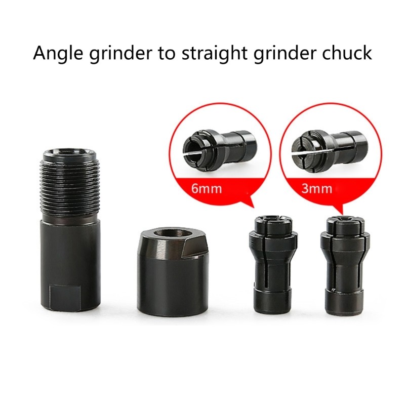 Angled Grinder Conversion Kit Featuring 3mm and 6mm Collets for 5/8-11 Threaded