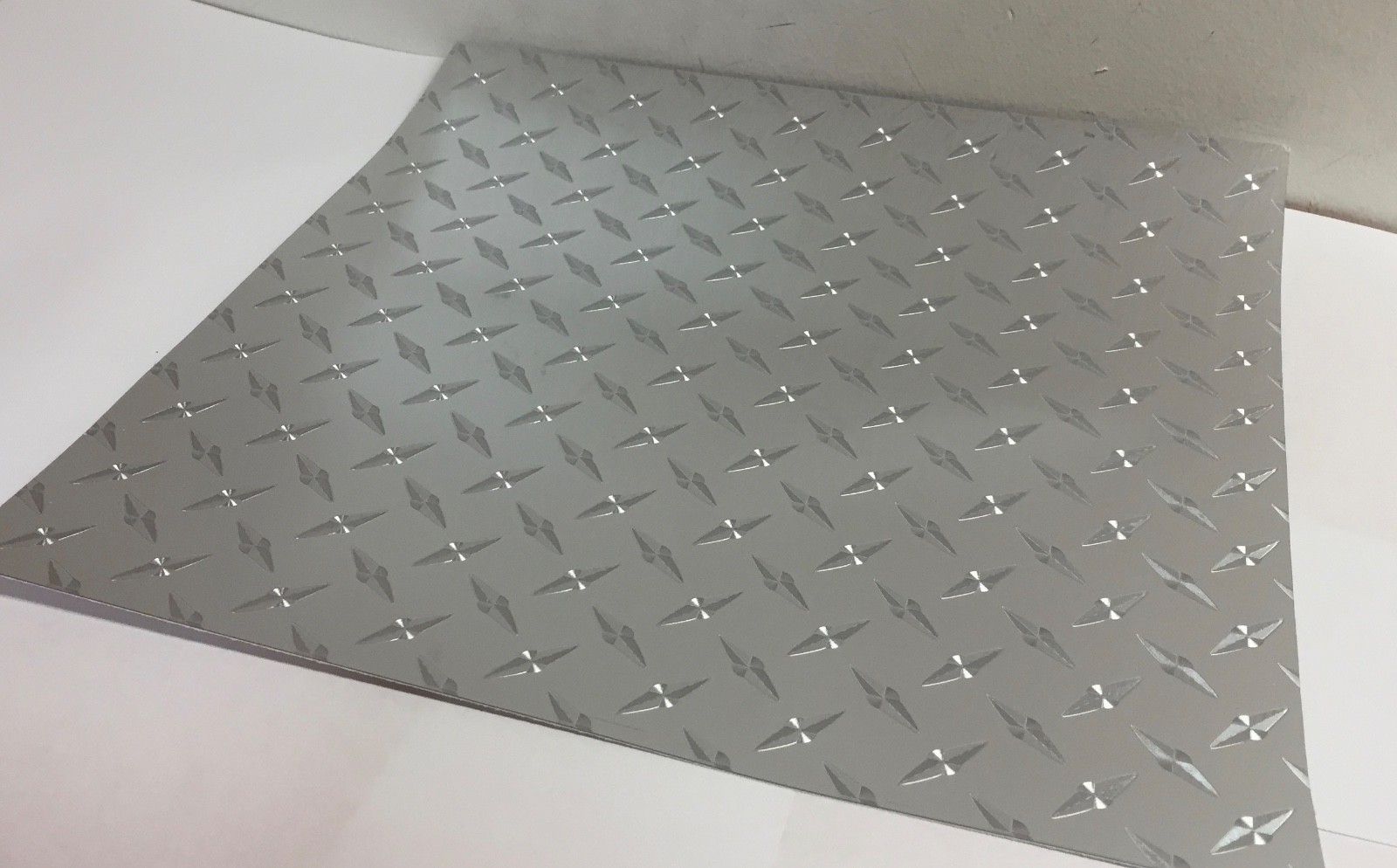 Silver Diamond Plate Sign Vinyl with Adhesive 24 Inch x 10 Ft, FREE USA SHIPPING