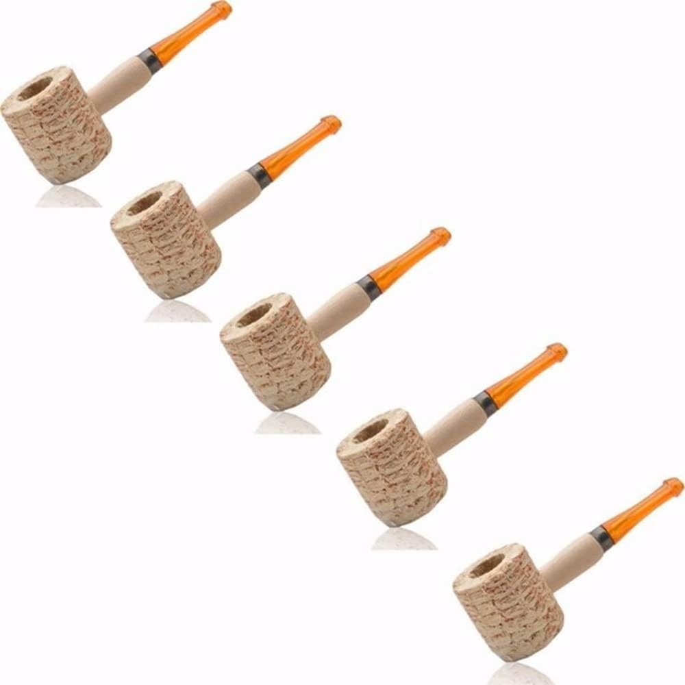 Disposable Natural Corn Cob Practice Pipe 5PCS yellow