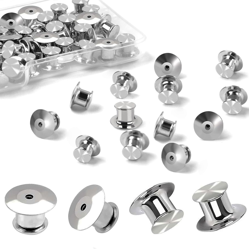 Phinus Pin Backs, 50PCS Metal Locking Pin Backs, Pin Back Locking Can Be Used...