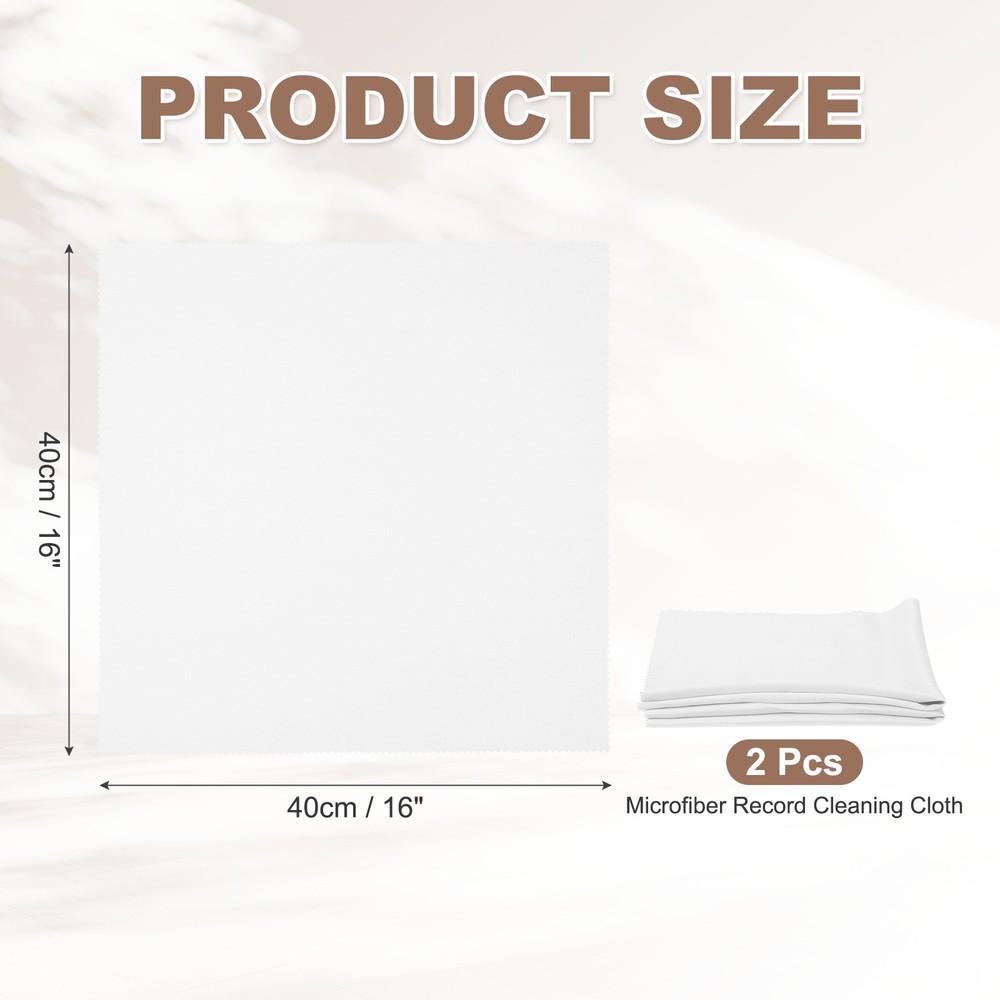 2 Pcs 16" x 16" Microfiber Record Cleaning Cloth White