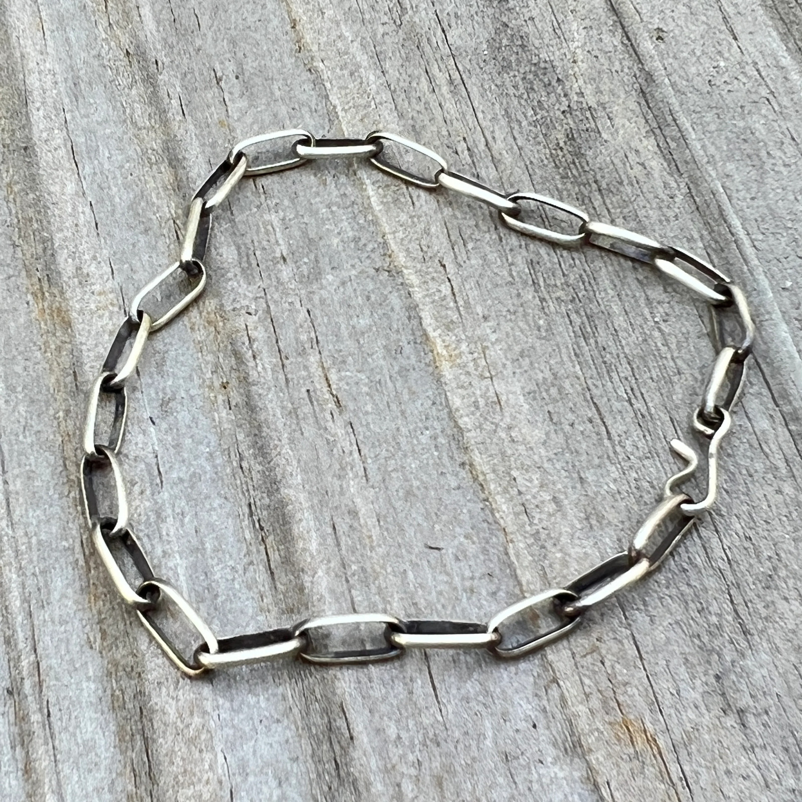 Handmade Sterling silver Paperclip link chain bracelet extension Navajo Sally S