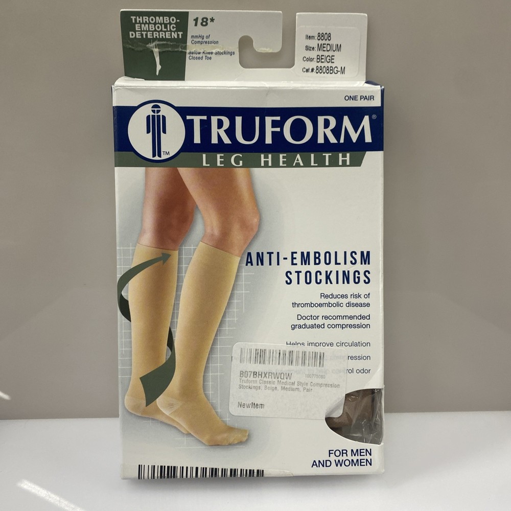 Truform  Thrombo Below Knee Embolic Deterrent 18 mmHG Compression BEIGE Medium