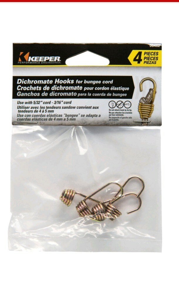 Keeper Dichromate Bungee Hooks Use with 5/32 & 3/16 Cord