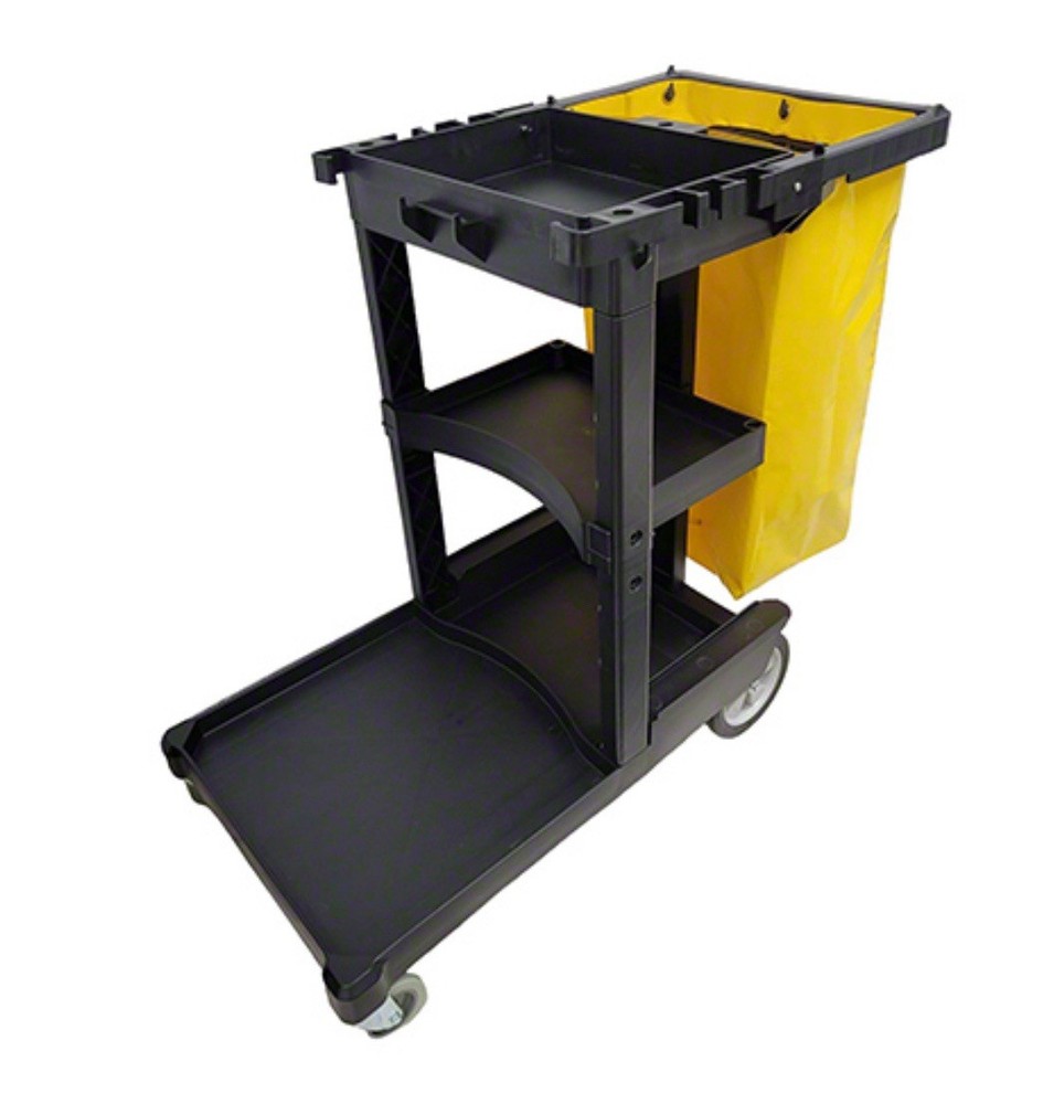 Performance Plus™ 3 Shelf Janitor Cart - Black