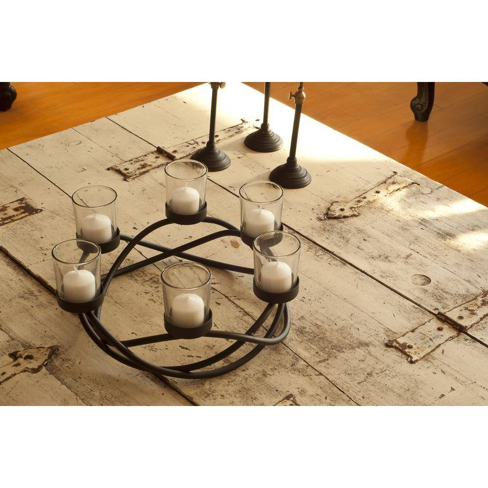 Black Metal Waves Candleholder Centerpiece