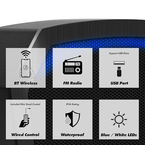 Bluetooth UTV Stereo Audio System Built-in Amplifier with Waterproof LED 4