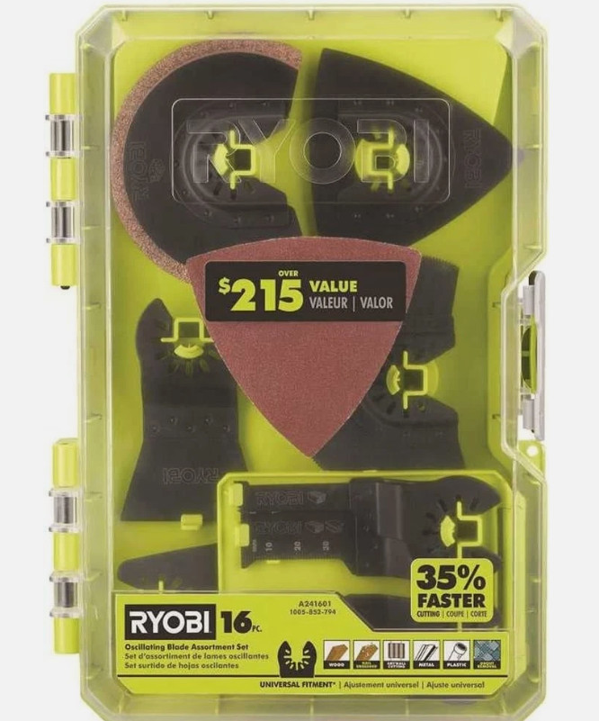 Ryobi 16 PC Oscillating Multi-Tool Blade Accessory Set Kit