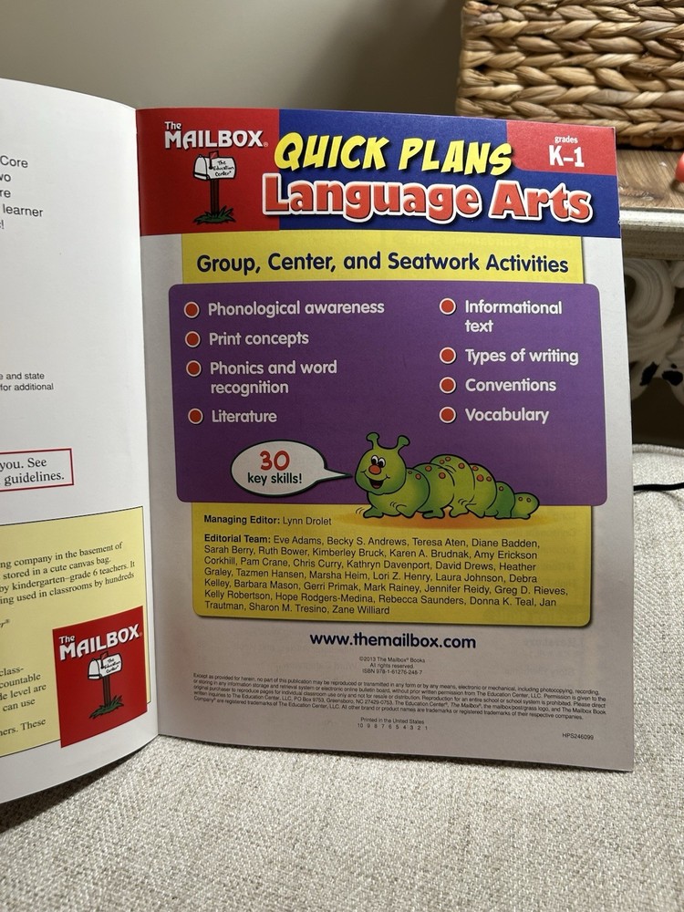 Grades K-1 The Mailbox Quick Plans Language Arts Workbook 2013 Homeschool EUC