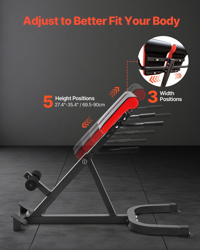 VEVOR Roman Chair Back Extension Hyperextension Bench Multi-Function Adjustable