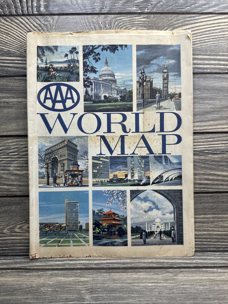 Vintage AAA World Map 1962 Foldable To 8x10”