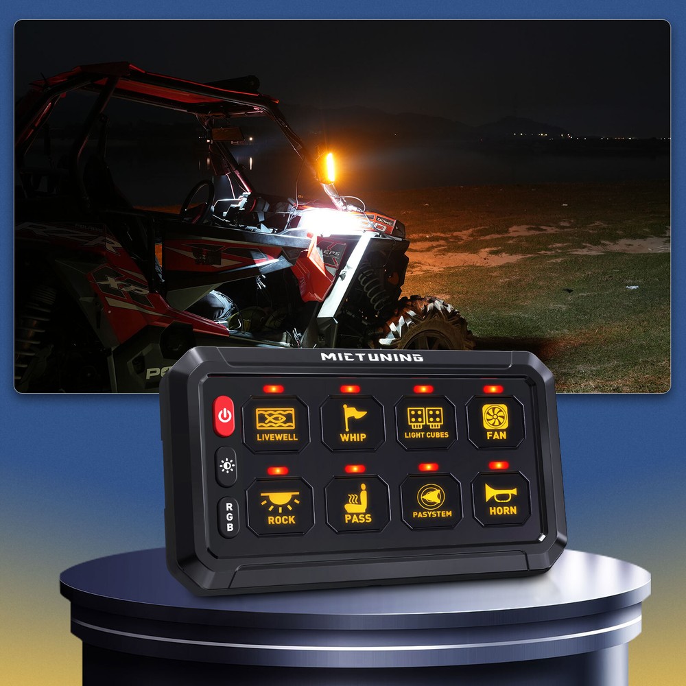 MICTUNING P1s-X RGB 8 Gang Switch Panel - LED Touch Switch Relay Circuit Control