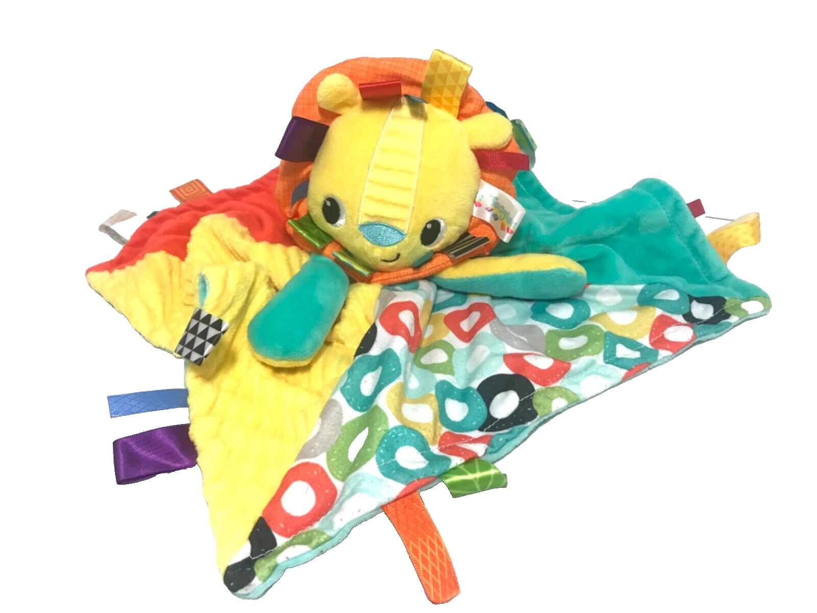 Bright Starts Taggies Lion Lovey 14" Yellow Security Blanket Baby Toy