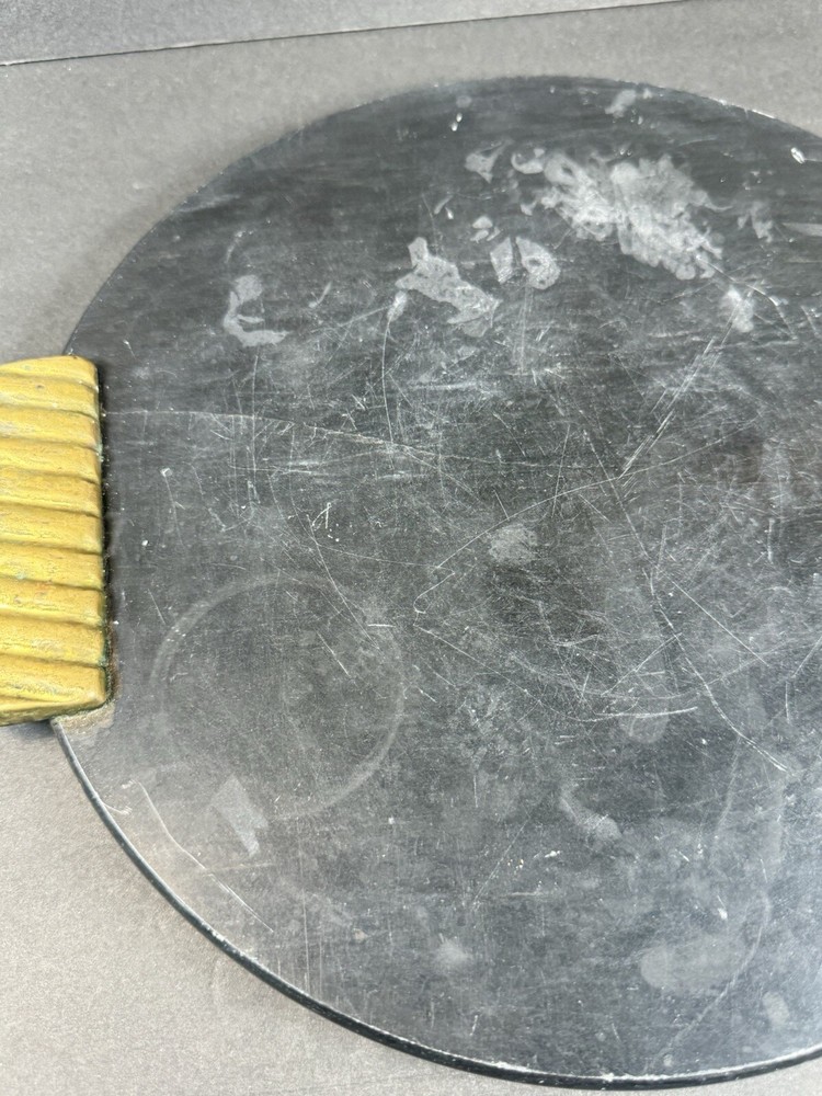 Decorative Round Marvel Tray With Brass Handles