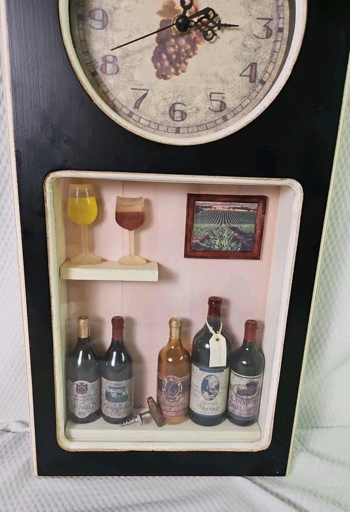 Clock Decor Vintage Wine / Vineyard Theme Shadowbox 3D Wall Clock Home Decor