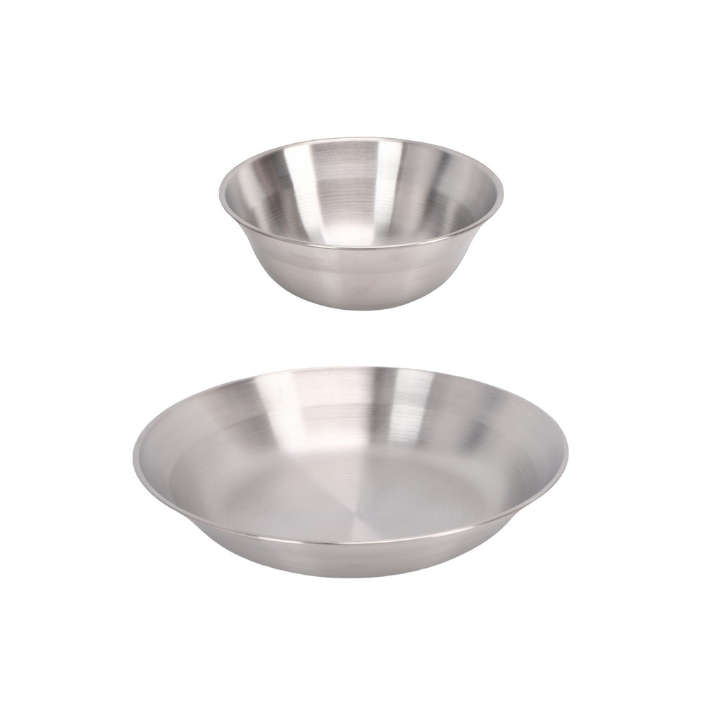 Portable Stainless Steel Camping Tableware Set Double-layer Cup Thickened B TAGX