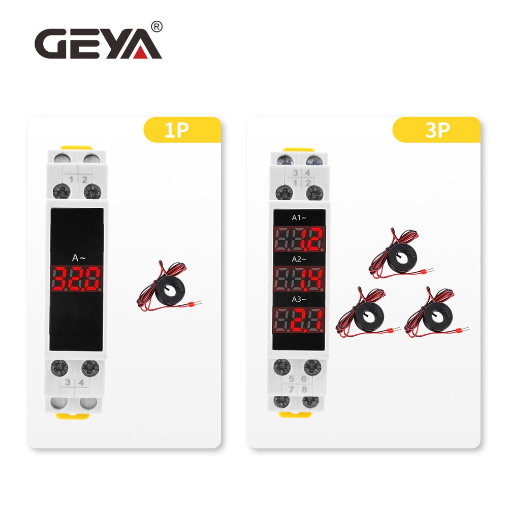 GEYA Current Meter Single Three Phase Modular AC0A-100A LED Display 80V-500V