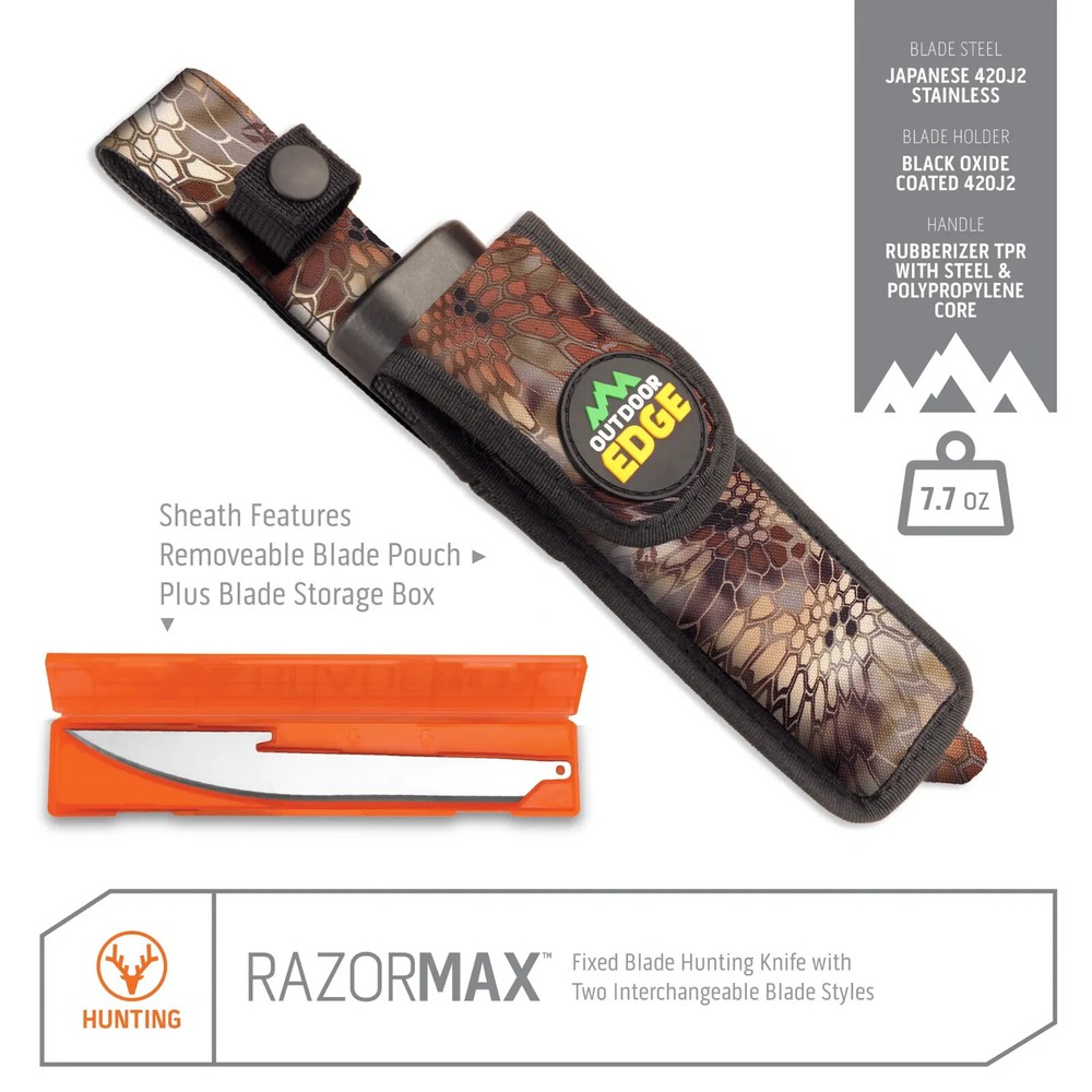 Outdoor Edge RazorMax Orange Replaceable Razor Blade Knife 3.5" & 5" Blades