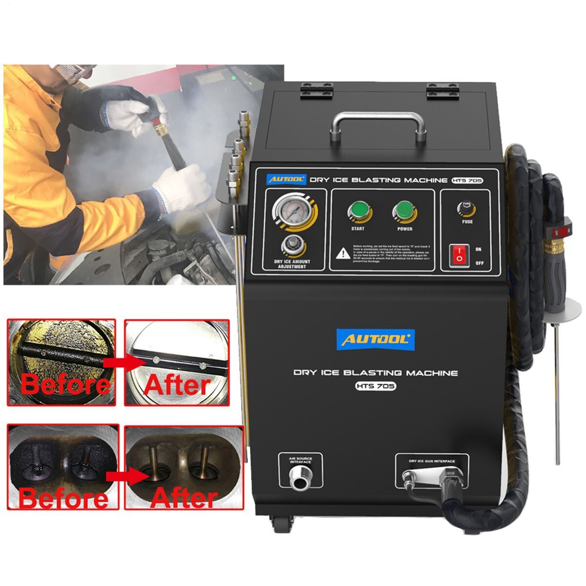 Dry Ice Blaster Cleaner Car Ship Intake Valve Dry Ice Blasting Cleaning Machine