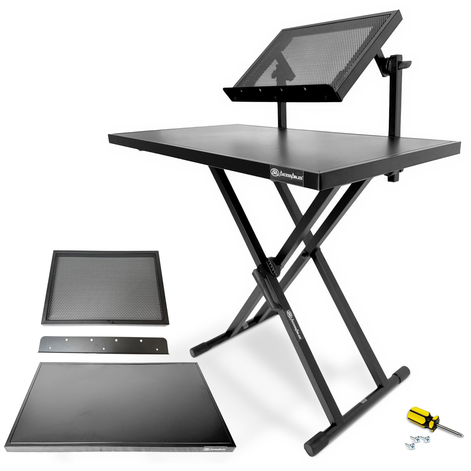 AxcessAbles Portable Two-Tier DJ Table Stand| Two Tier Piano Keyboard Stand for