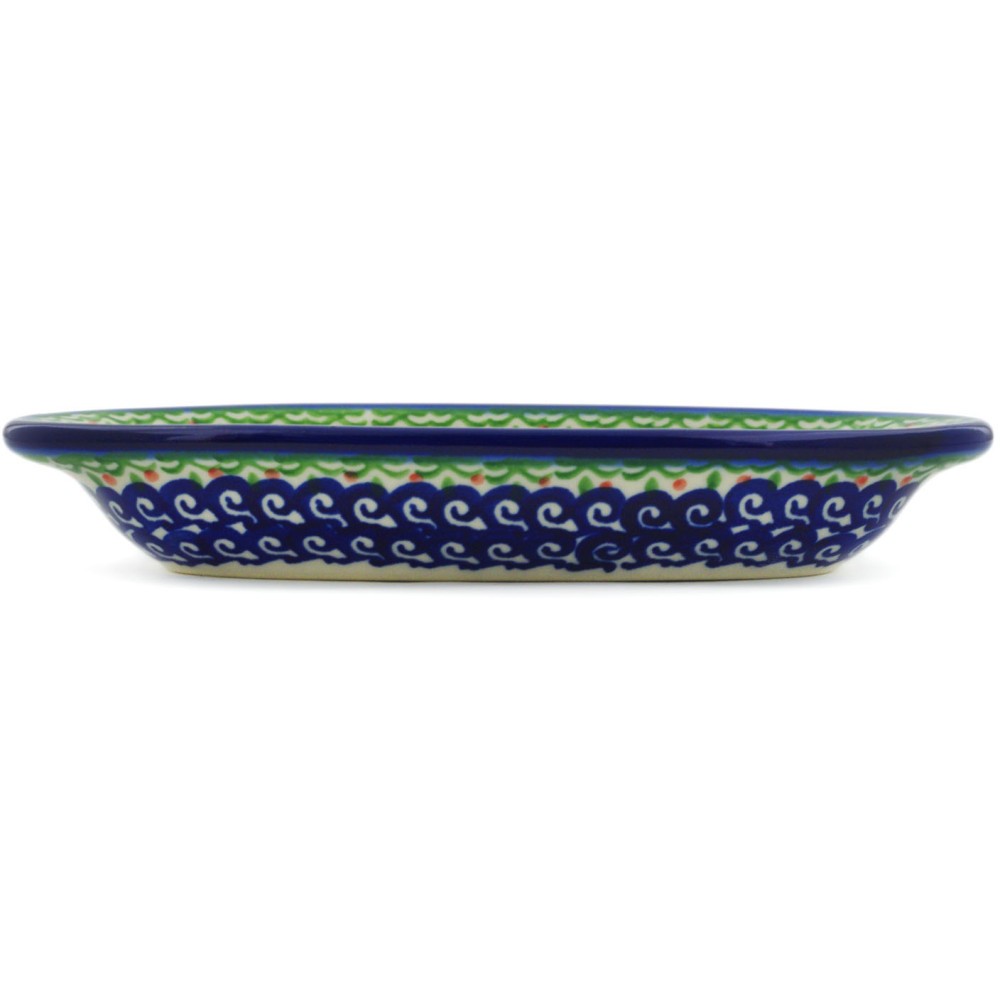 Polish Pottery Condiment Dish 7" Spring Flowers