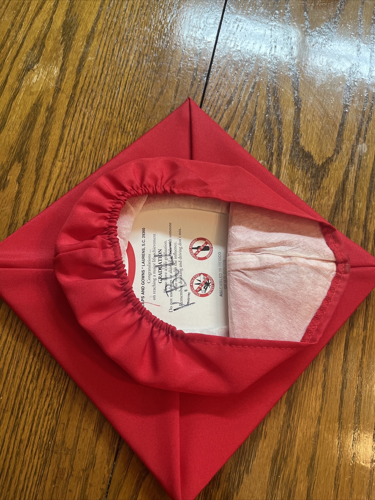 Red White High School Graduation Cap and Gown See Measurements