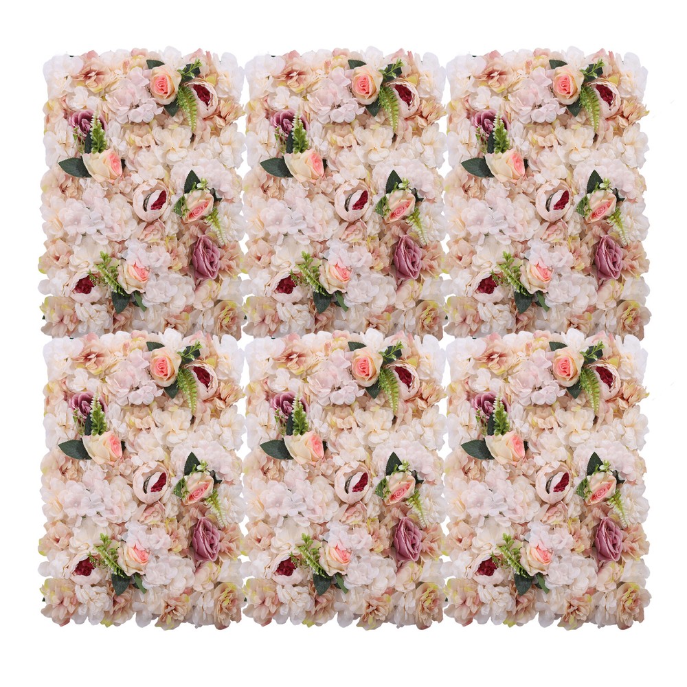 6 Pcs Panel Floral Backdrop Artificial Flower Wall Backdrop Silk Flower Wall