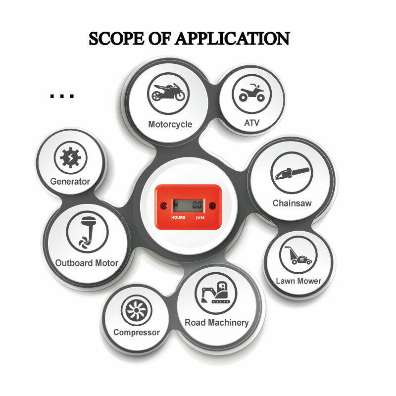 Inductive Hour Meter Maintenance Reminder Engine For Motorcycle Boat Waterproof