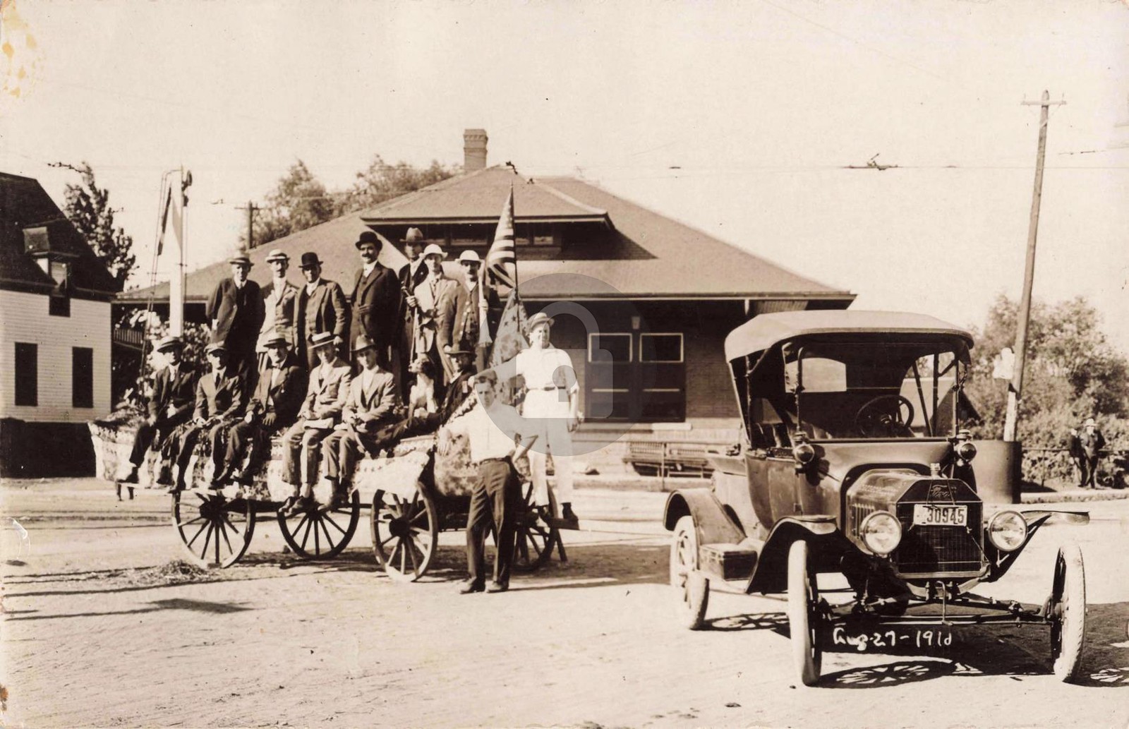Railroad Depot, Lake Orion MI Michigan 1910 RPPC Photo Postcard COPY
