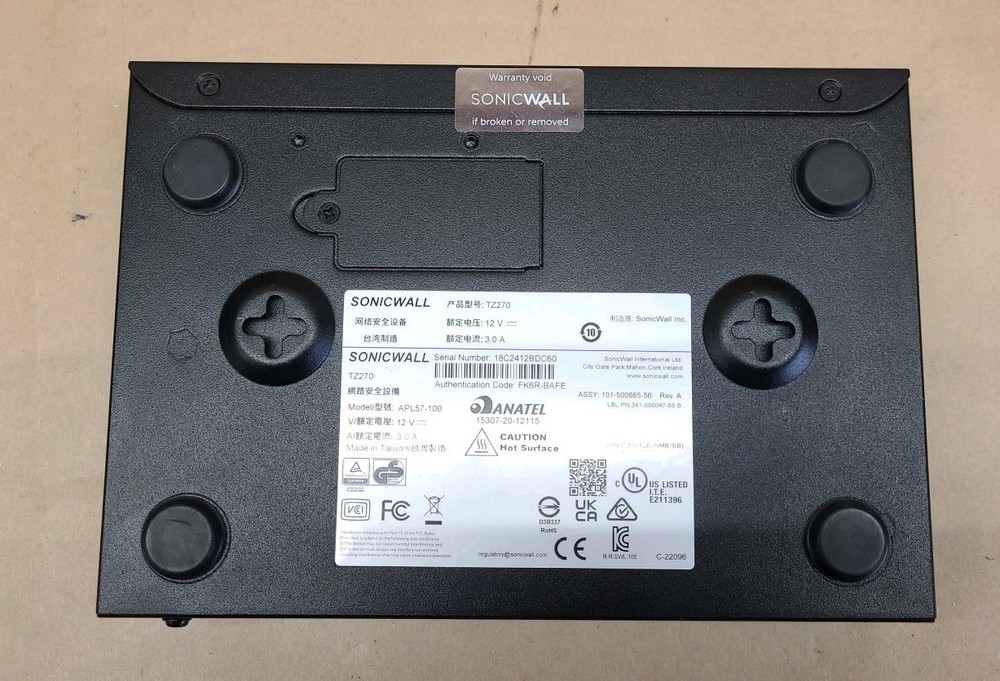 SONICWALL TZ270 Network Security Firewall No AC Adapter - Tested & Working!