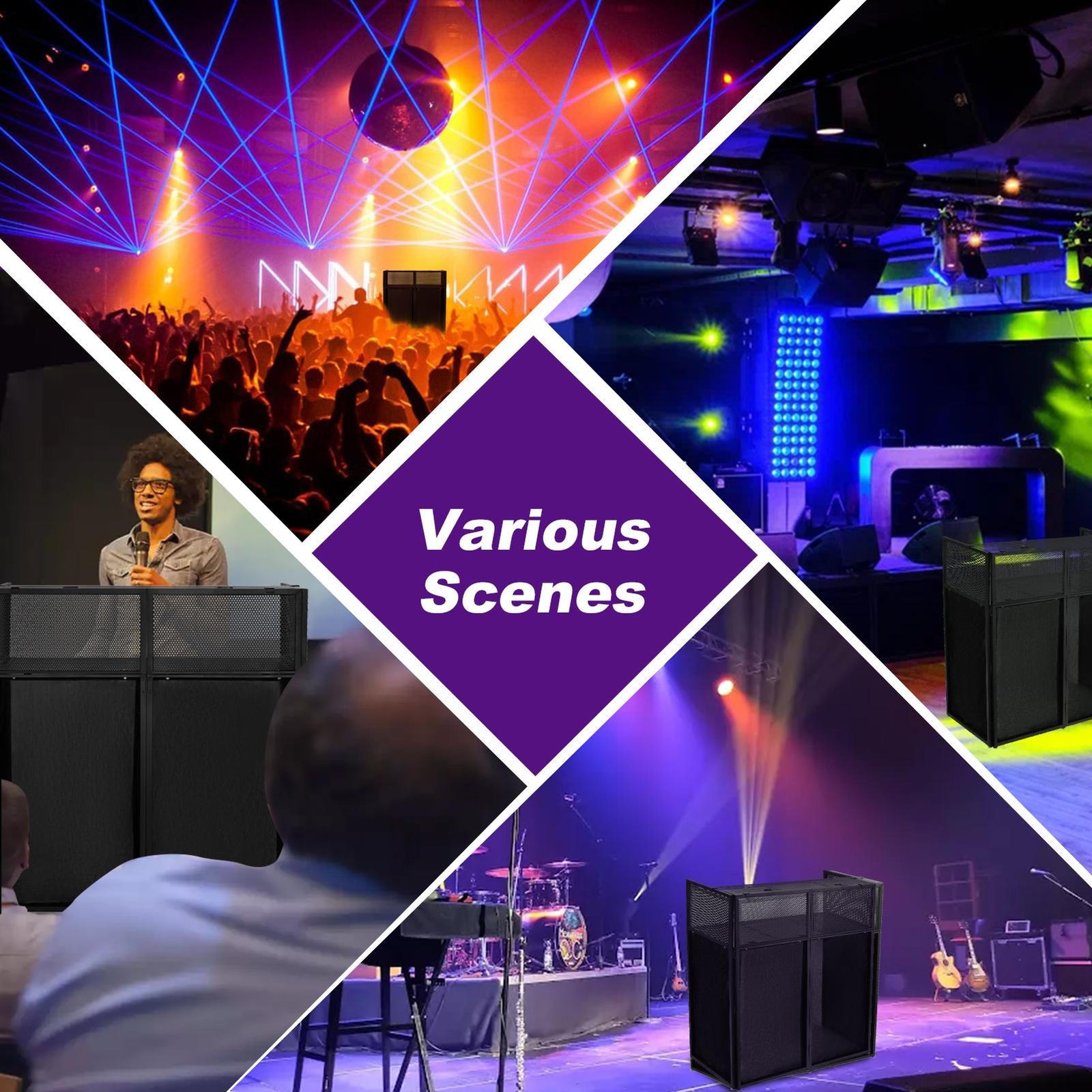 Portable DJ Table stand foldable Station Booth Facade+Flat Table 21X42“