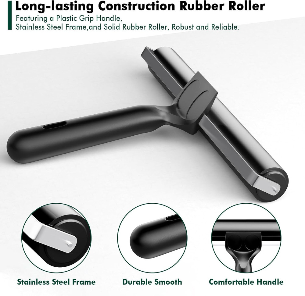 3 Pack Rubber Brayer Rollers for Crafting, Hard Rubber Rollers for Printmaking