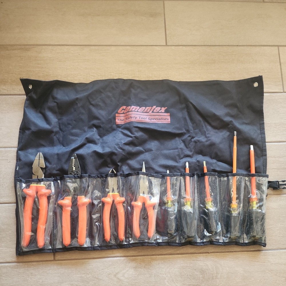 Cementex Basic Electrician's Tool Kit Set of 9 with Roll Case TR-9ELK