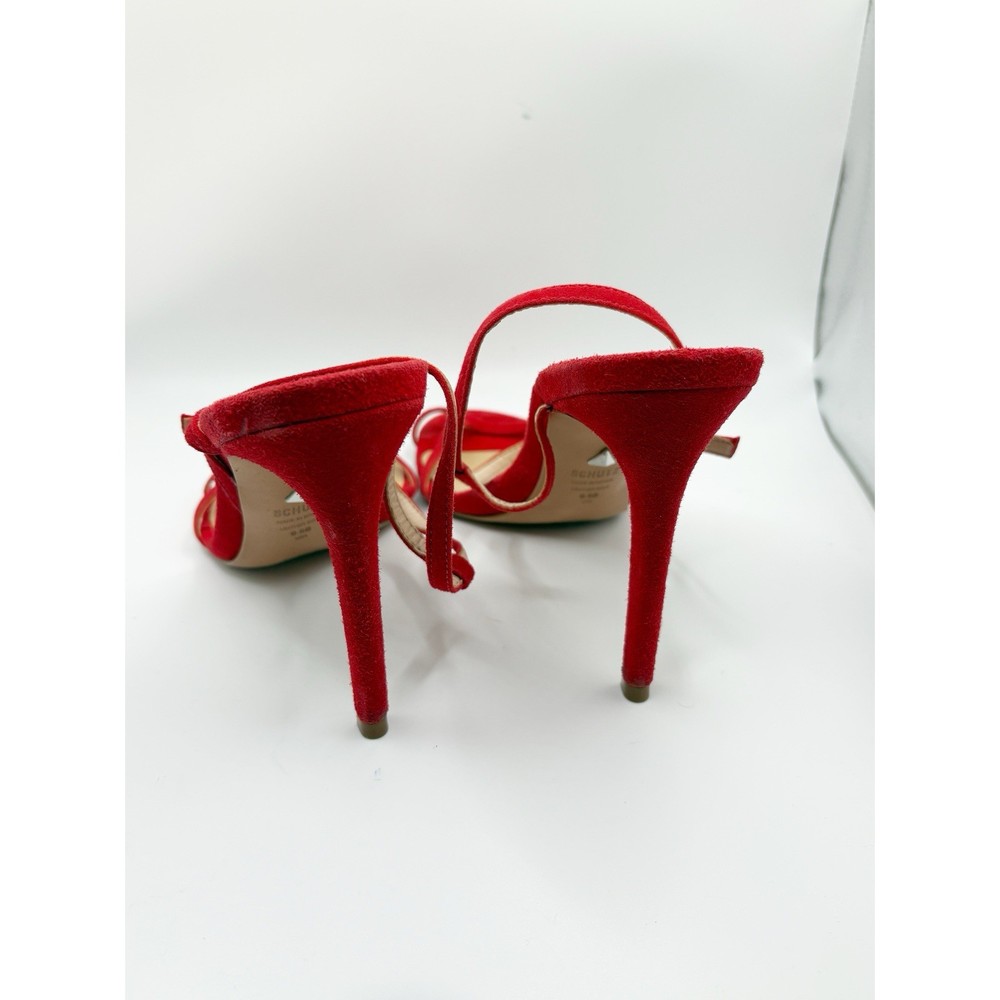 Schutz Red Suede Strappy Heels EUC Size 9.5 B