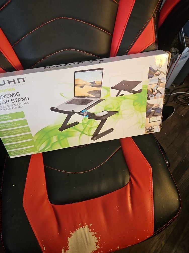 Laptop Table Stand Adjustable Riser: Portable with Mouse Pad Fully Ergonomic