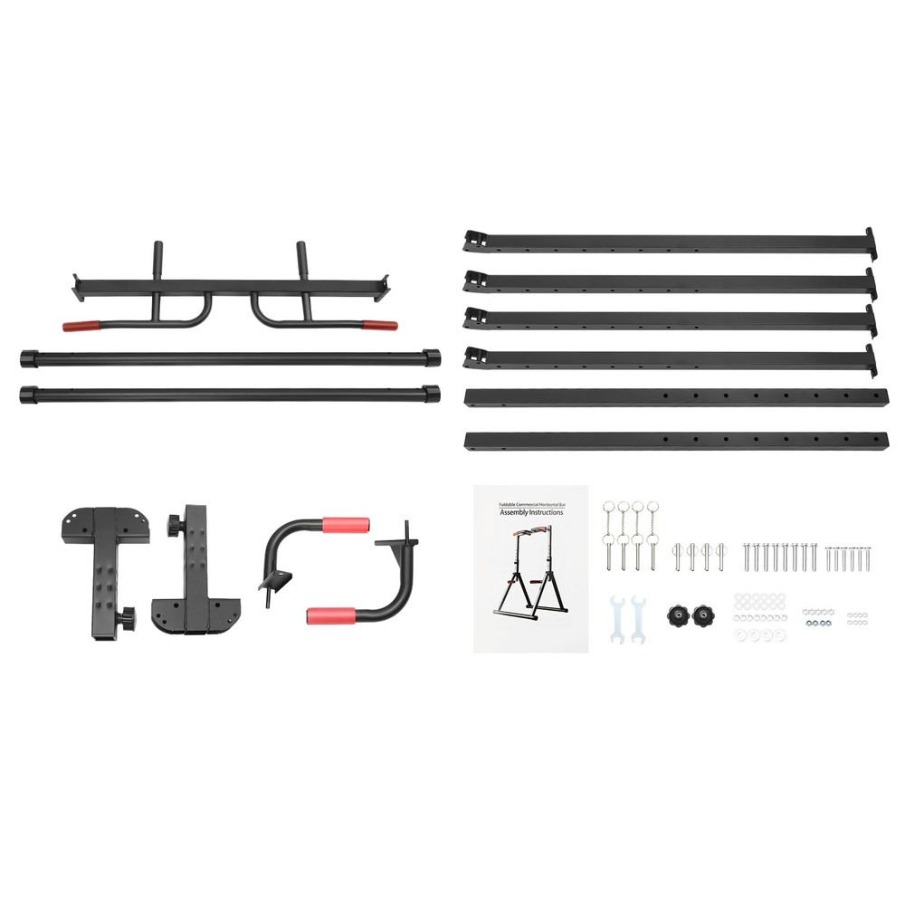 Foldable Pull Up Bar 5.74-7.55ft Height Adjustable Pull Up Dip Station Freest...