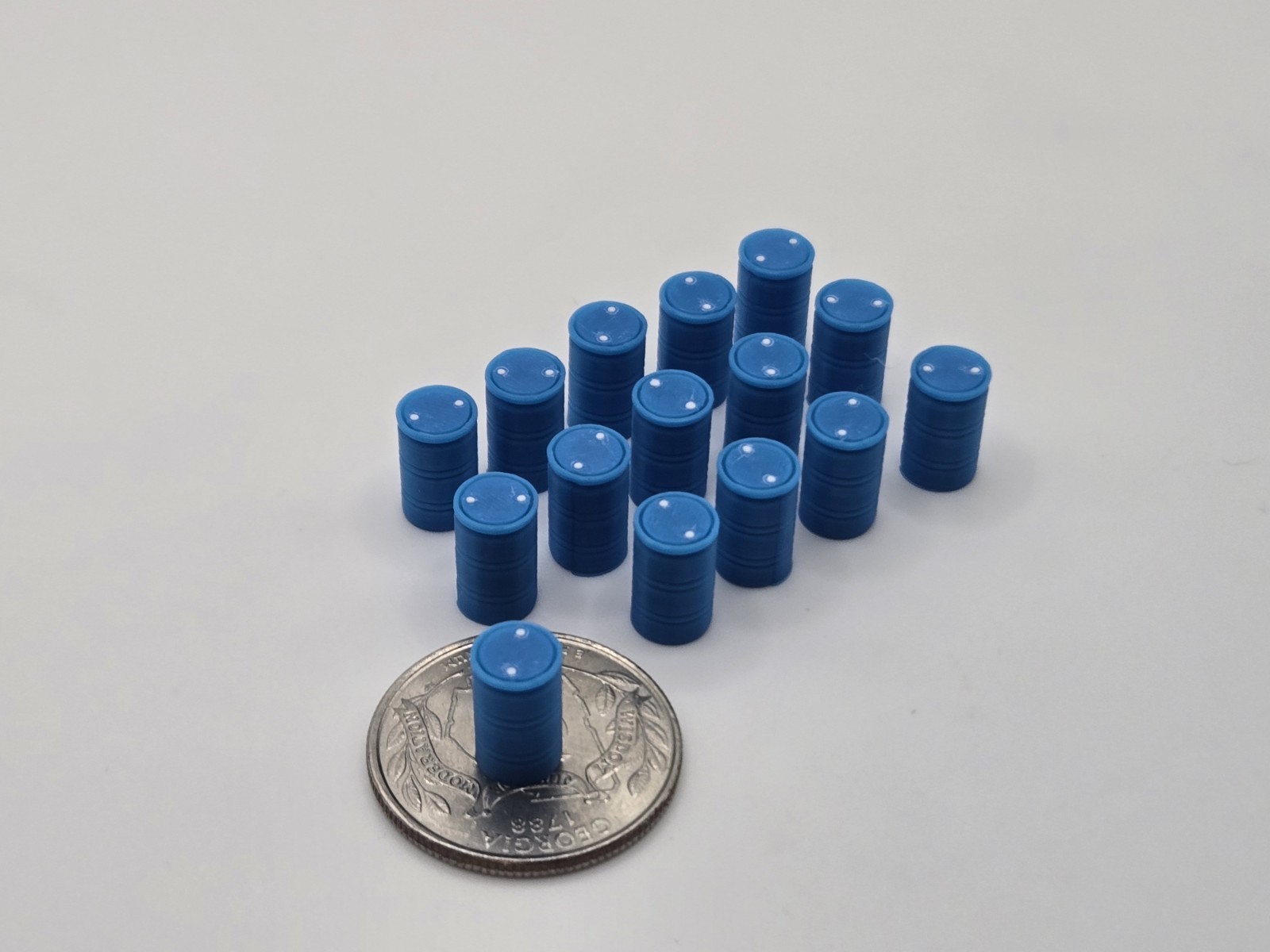 1/87 Scale Plastic 55 Gallon Drums in Blue *15 Pack*