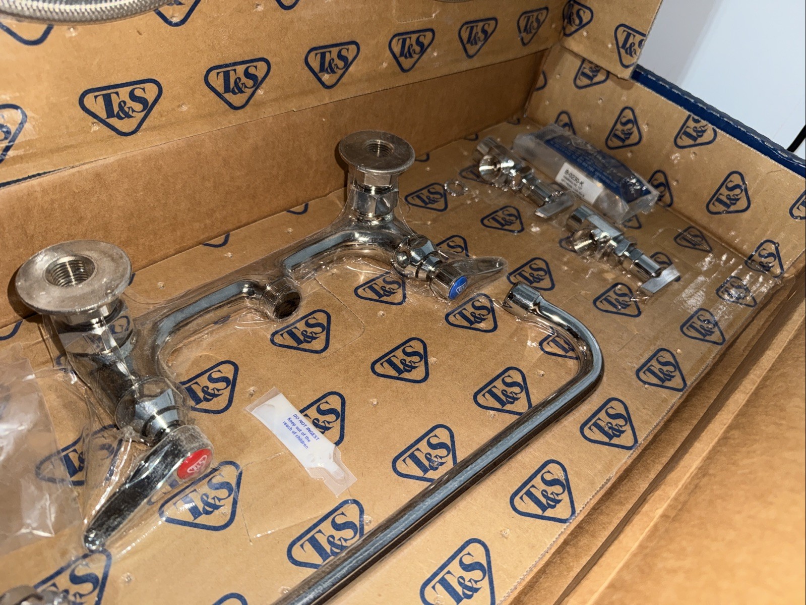 T&S Brass B-0233-01 Double Pantry Faucet 1/2" Brass 125 PSI 140F Wall-Mounted