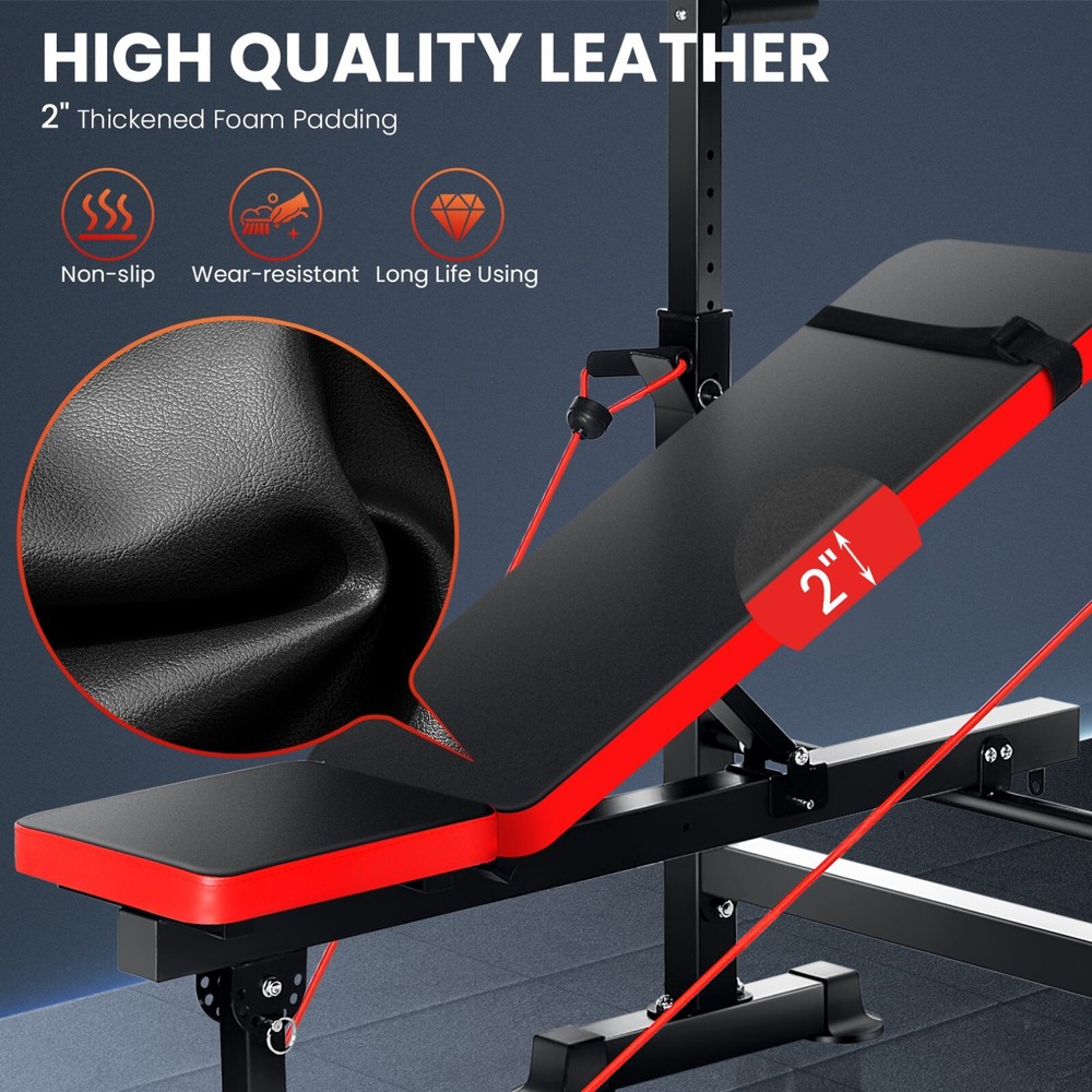 600lbs Adjustable Foldable Weight Bench Set w/Leg Developer Preacher Curl Rack^^