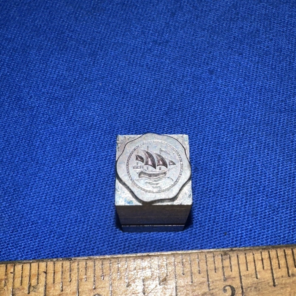 Printing Block “ Sailing Ship “ Lead Block Ding Bat