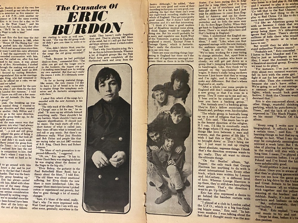 The Animals, Eric Burdon, Two Page Vintage Clipping
