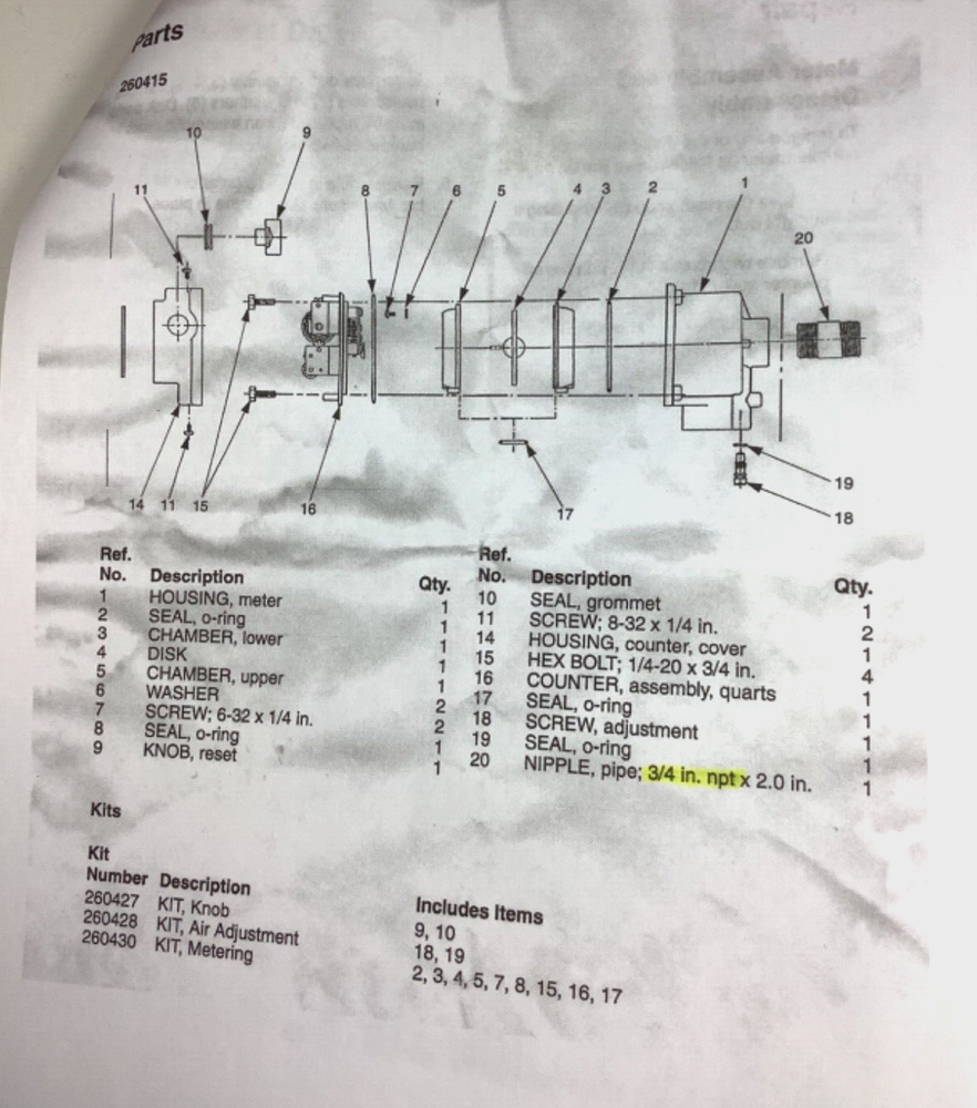 GRACO Model # 260415 Flow Oil Meter / Quarts