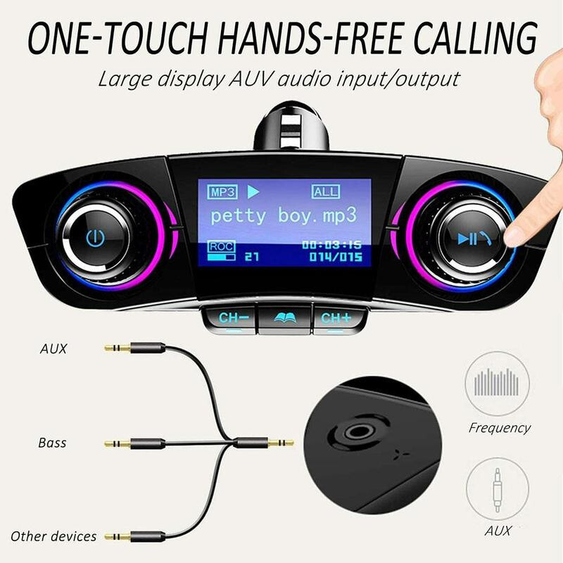 Car Wireless Bluetooth FM Transmitter Audio MP3 Stereo AUX Adapter USB Charger