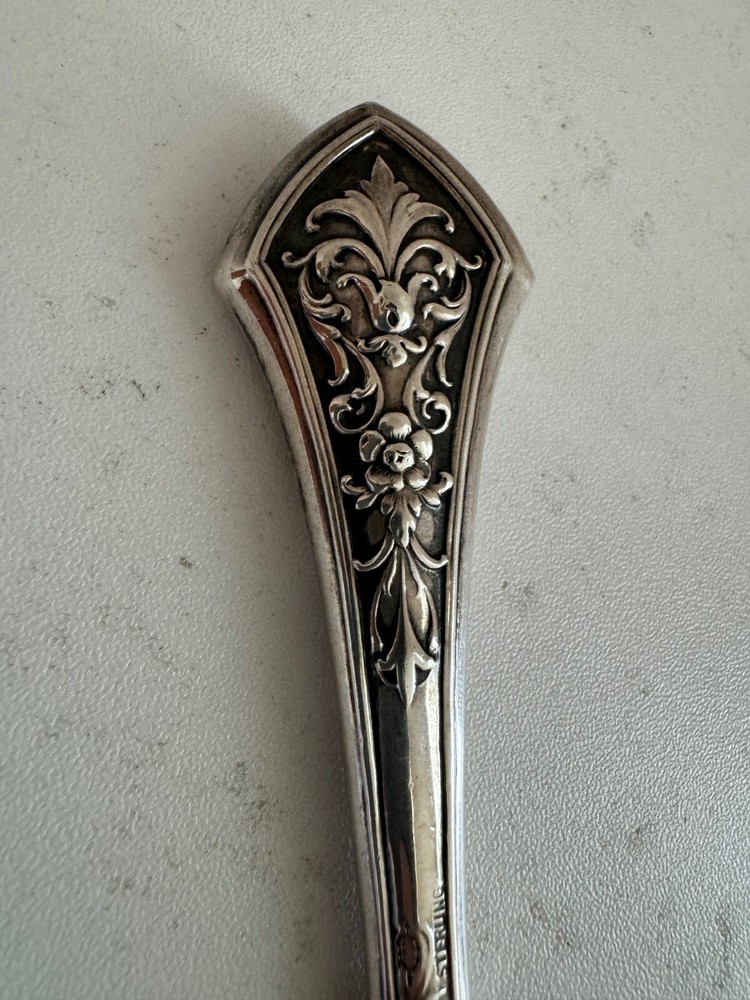 Antique Webster Sterling Silver Handle Button Hook Floral & Scrolling Decoration