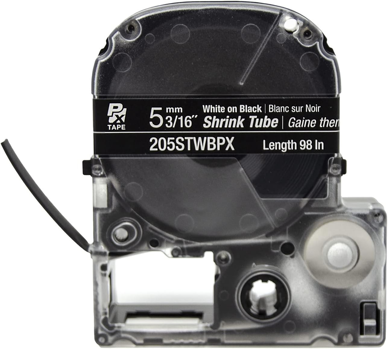 Epson LABELWORKS 205STWBPX White on Black Shrink Tube 3/16" (5mm) - 205STWBPX