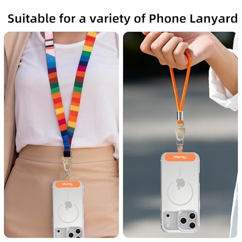 Phone Tether Tab, 4-Pack 360° Rotatable Secure Anti-Drop Prismatic Orange