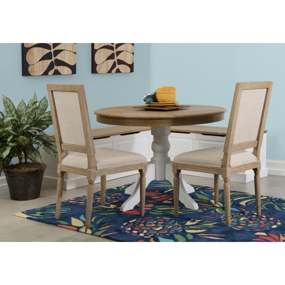 Tobin Backless Two Tone Breakfast Nook, Natural And White